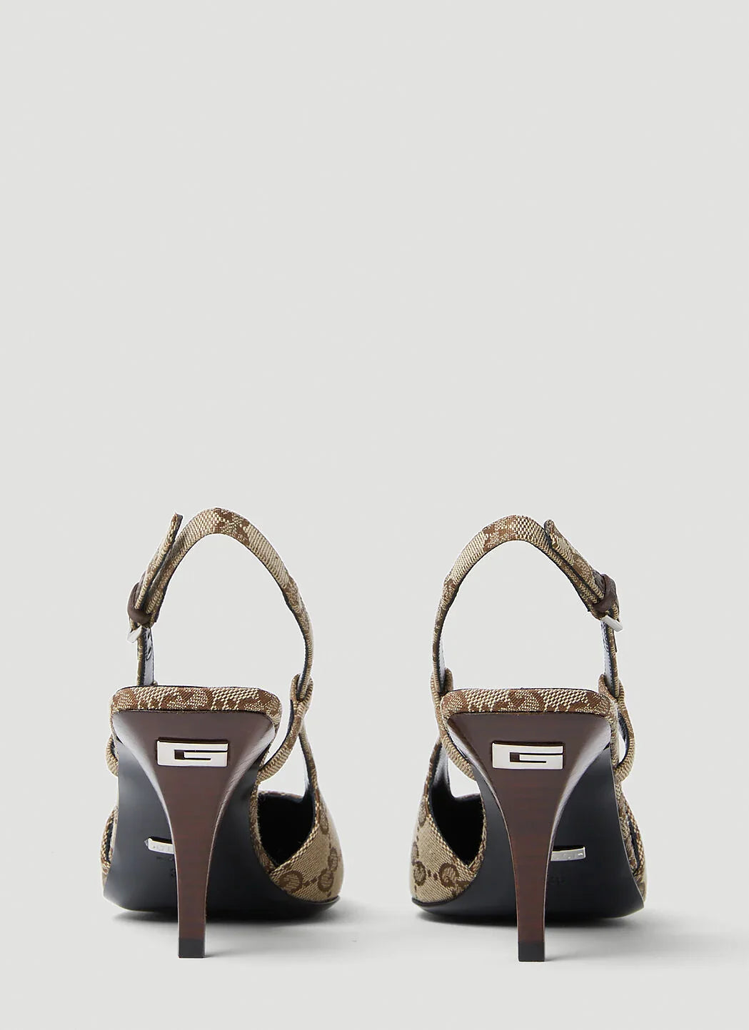 GG Slingback Pump Beige Eboni Monogram Canvas