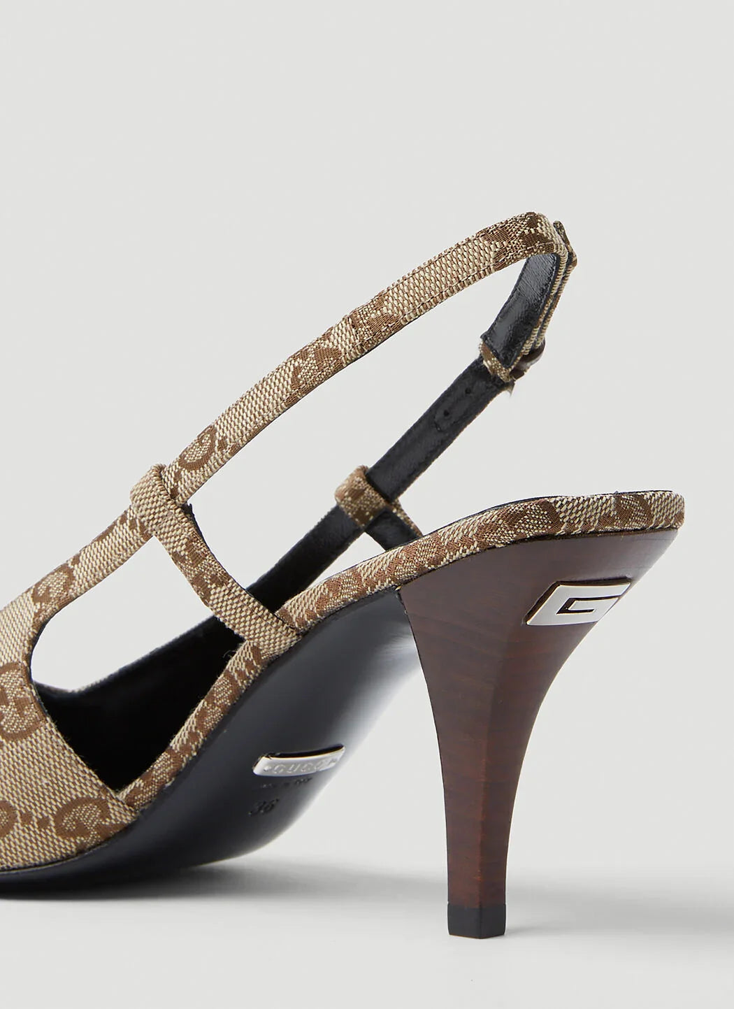 GG Slingback Pump Beige Eboni Monogram Canvas