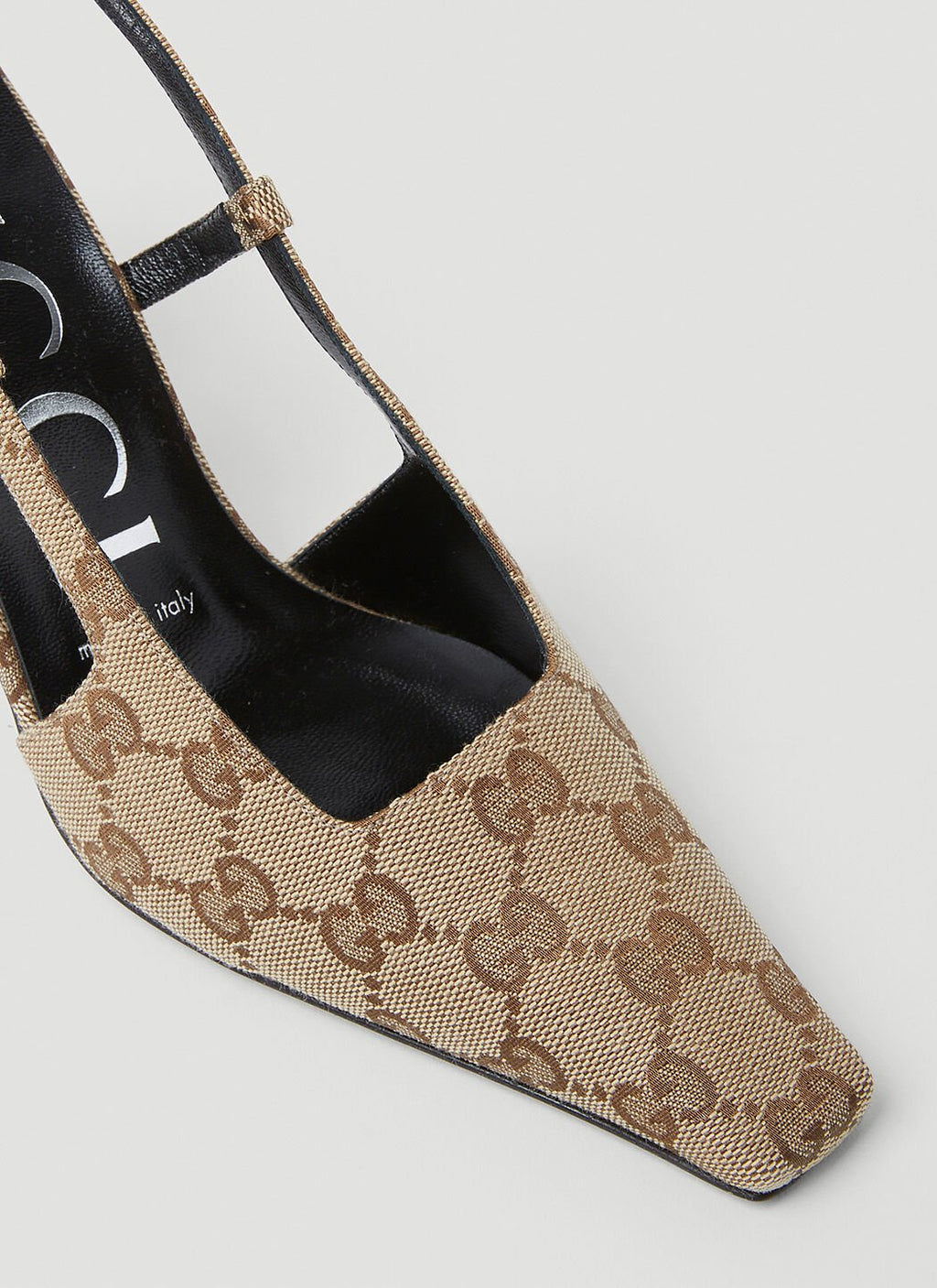GG Slingback Pump Beige Eboni Monogram Canvas