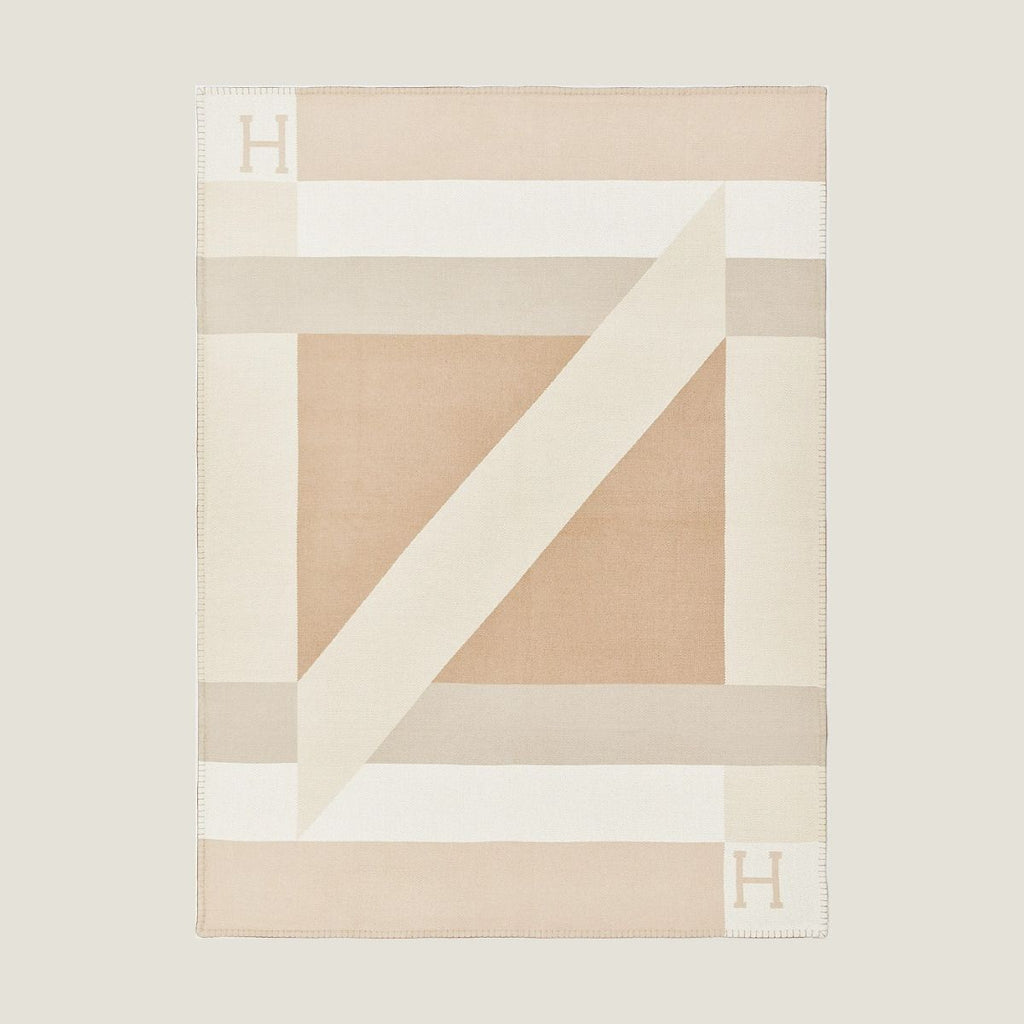 HM Drapeau Blanket Naturel and Grege Wool Cashmere