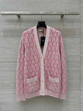 Fendi 2025 V-neck Cardigan Cherry Pink Wool
