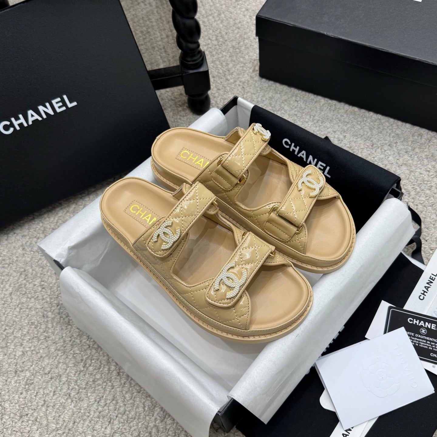 CC 25S Dad Sandal Mule Calfskin Mop Logo