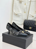 CC 2026 Heel Pump 55 Tweed Sheepskin Double C Logo