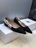 CD 26s High Heels Pumps Black Cotton Ribbon 633066