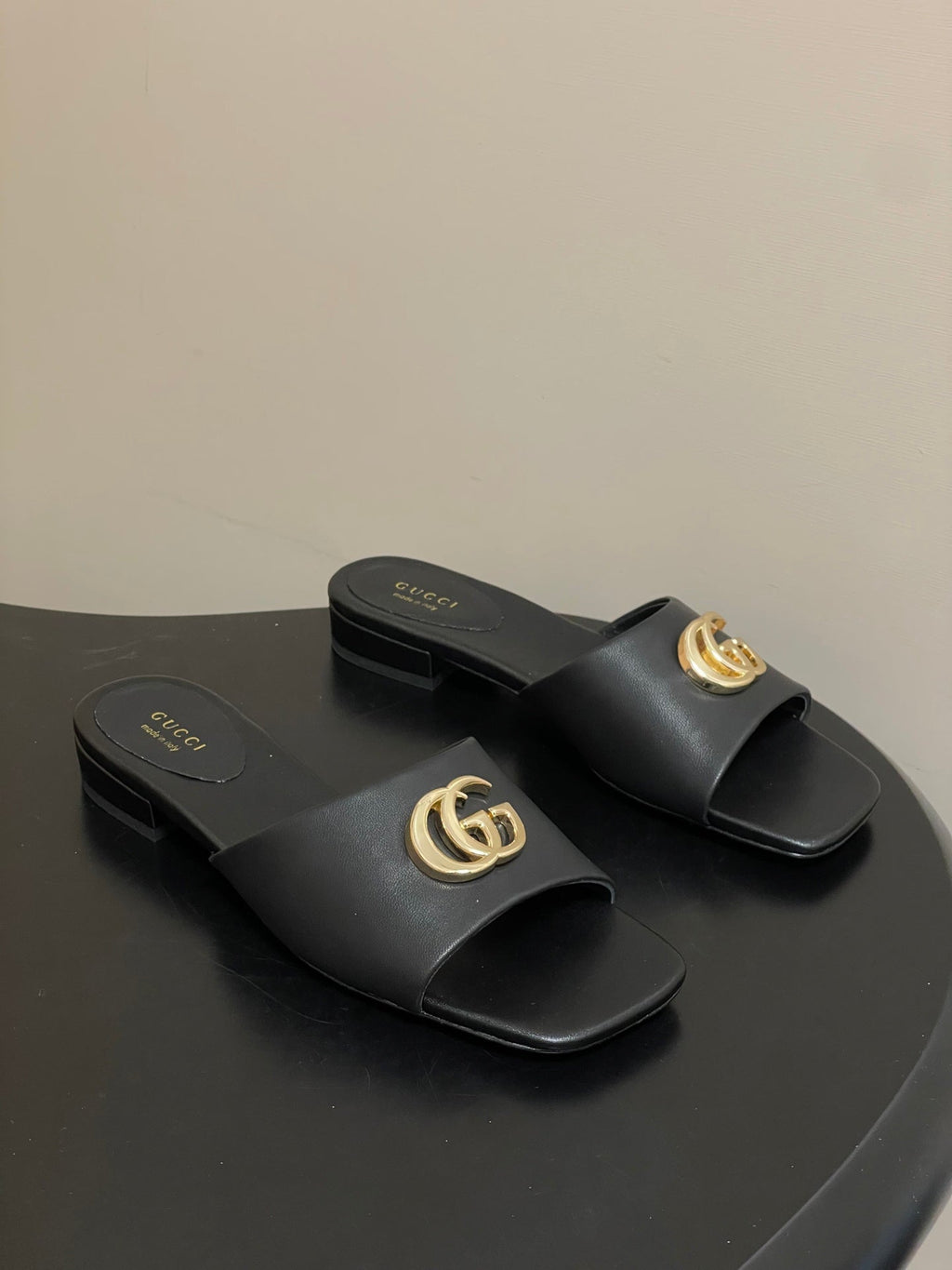 GG 26ss Flats Slippers Lambskin Gold Buckle