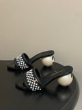 CC 2026 Pearl Flats Sandals 70 Rhinestones Woven Sheepskin