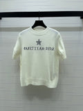 Dior 2026  Embroidered Letter Knit Short-Sleeve T-Shirt Wool