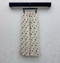 Dior 2026 Clover Embroidery Pant Cream and Navy Blue Polyester