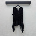 Dior 2026 Patchwork Hollow-Out Knitted Vest Black and White Wool 374931