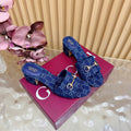 GG 26ss Chunky Heel Sandals 55 Double G Canvas
