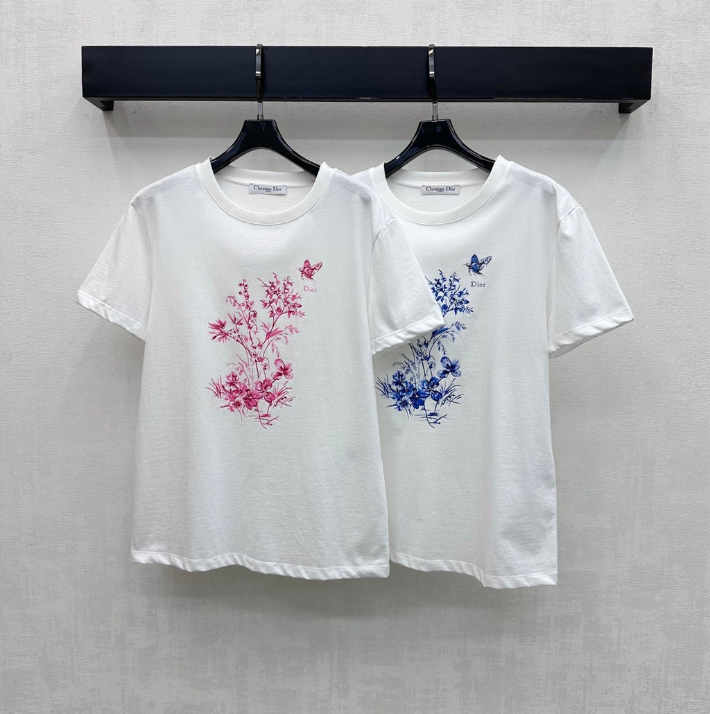 Dior 2026 Butterfly Orchid Short-Sleeve T-Shirt Cotton 378666