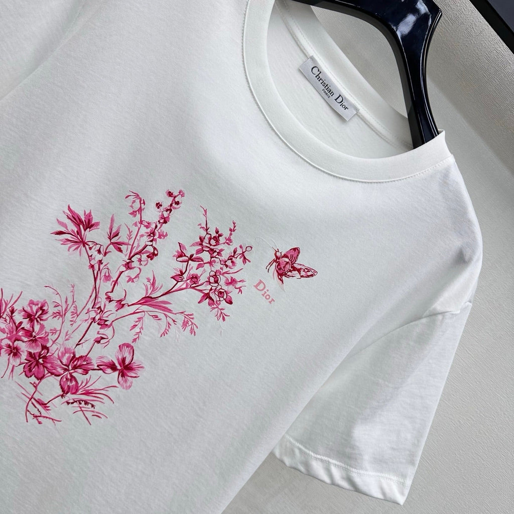 Dior 2026 Butterfly Orchid Short-Sleeve T-Shirt Cotton 378666