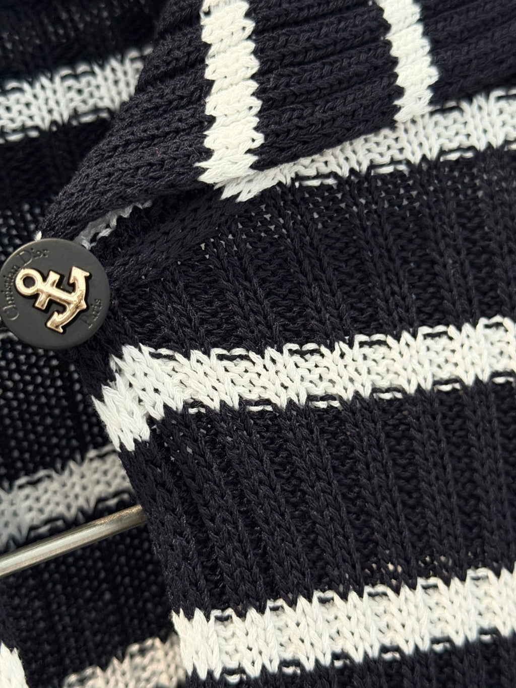 CD 25 Striped Knitted Long-sleeved Top Black Cotton