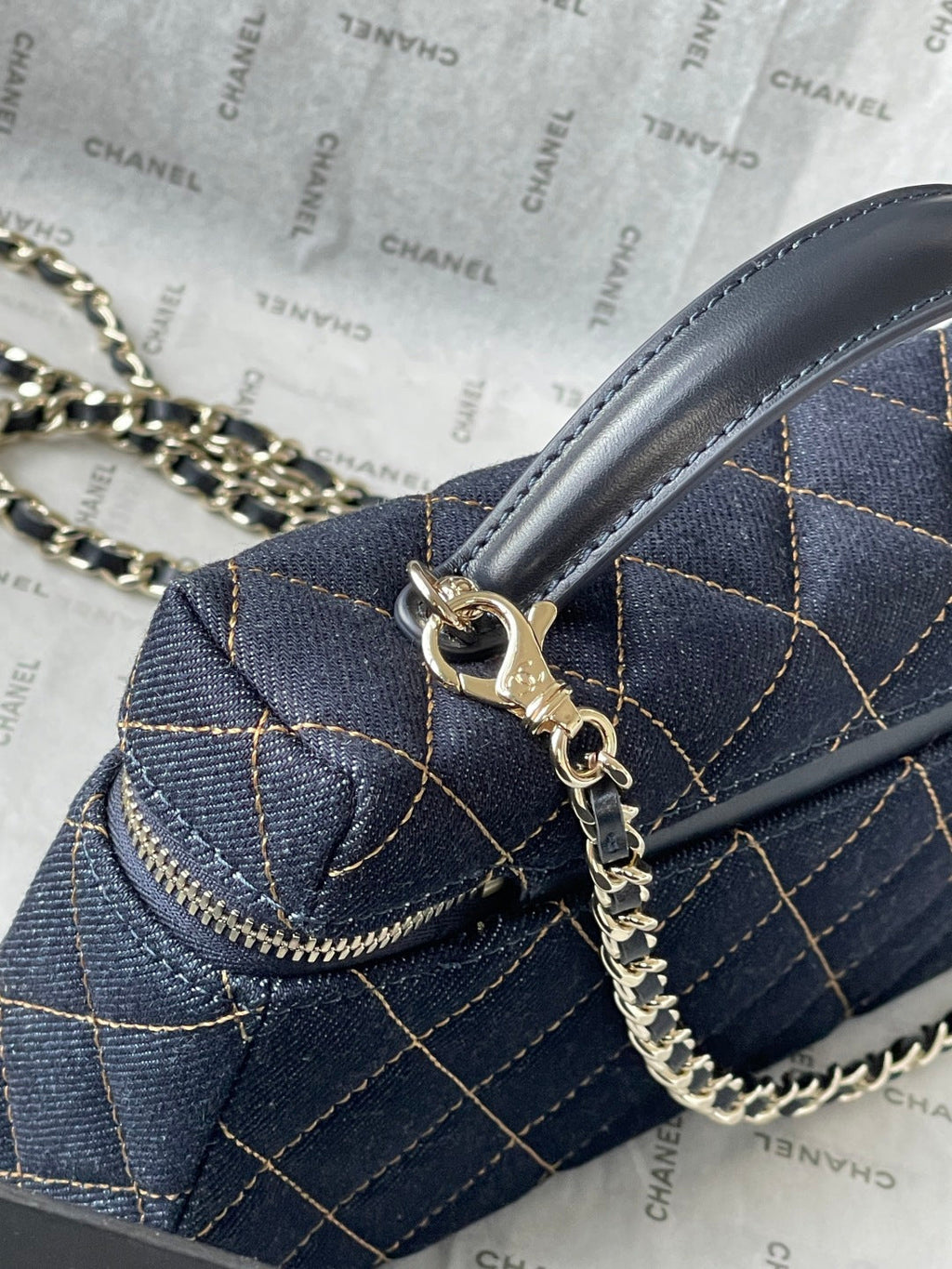 Chanel 2026 Vanity Bag 19.5cm Blue Denim Leather