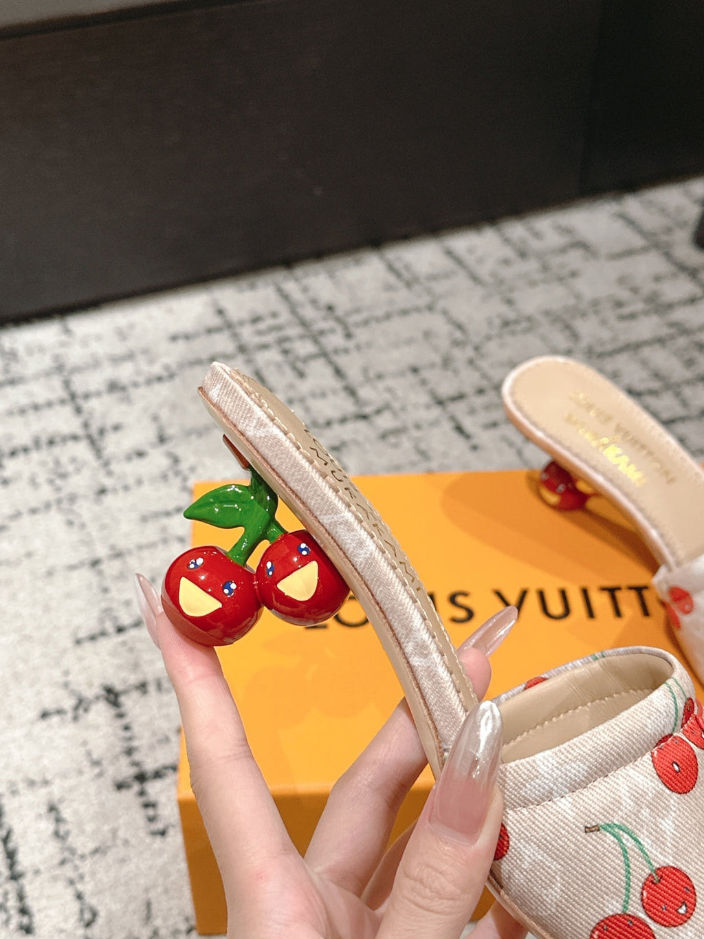 LV CHERRY HIGH HEELS 25S 55 MM IN NUDE DENIM STYLE 9