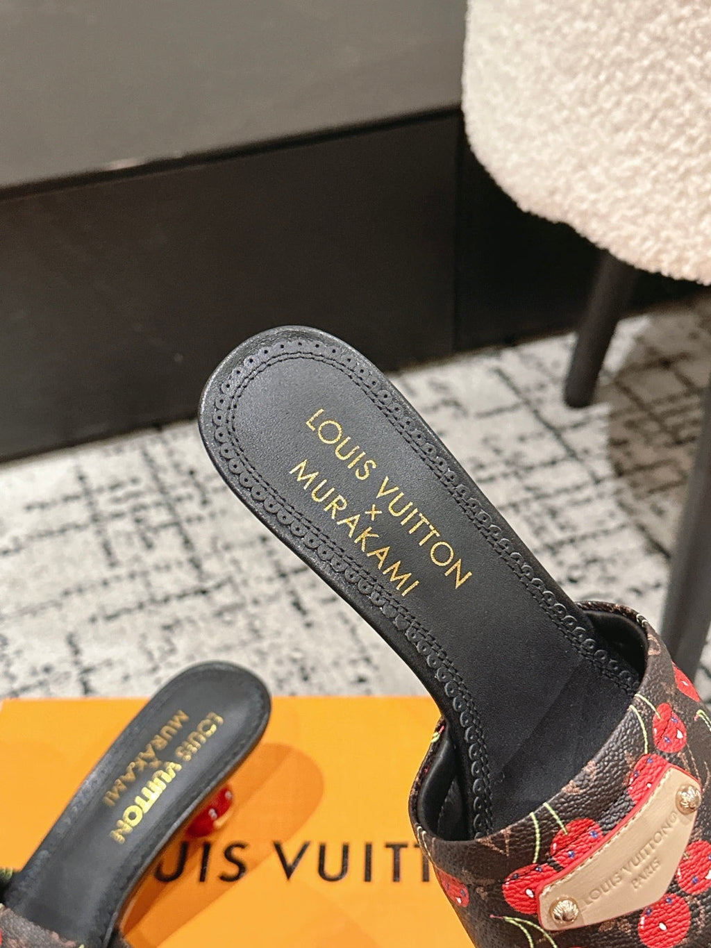 LV CHERRY HIGH HEELS 25S 55 MM IN DARK BROWN MIX BLACK CALFSKIN STYLE 12
