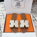 HM 26ss Oran Sandals Beige Brown Canvas Cowhide 617218