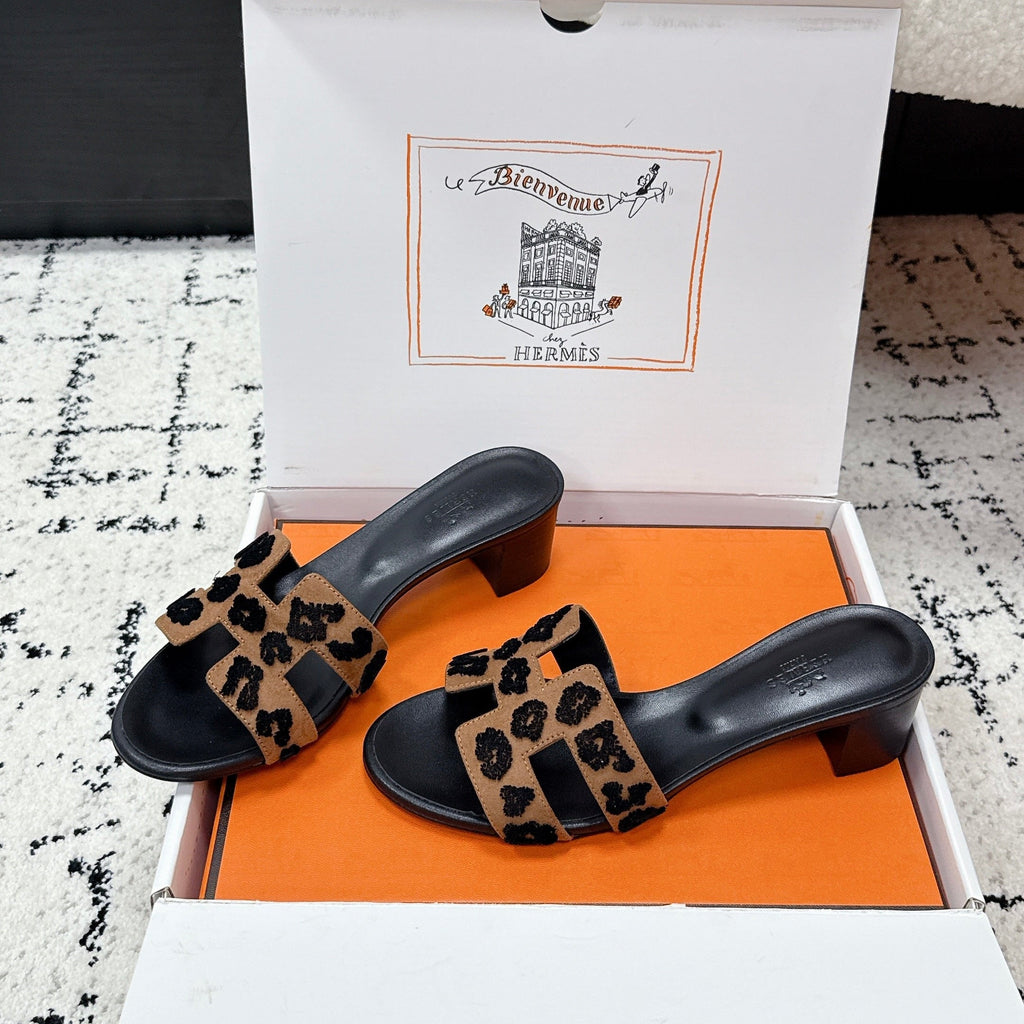HM 26ss High-Heeled Sandals 50 Black Brown Suede Cowhide 617227