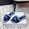 CD 26 Embroidered Slippers Dark Blue Canvas 617081