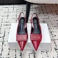 CELINE 26S HIGH-HEEL SLINGBACK 35 MM IN DARK RED CALFSKIN