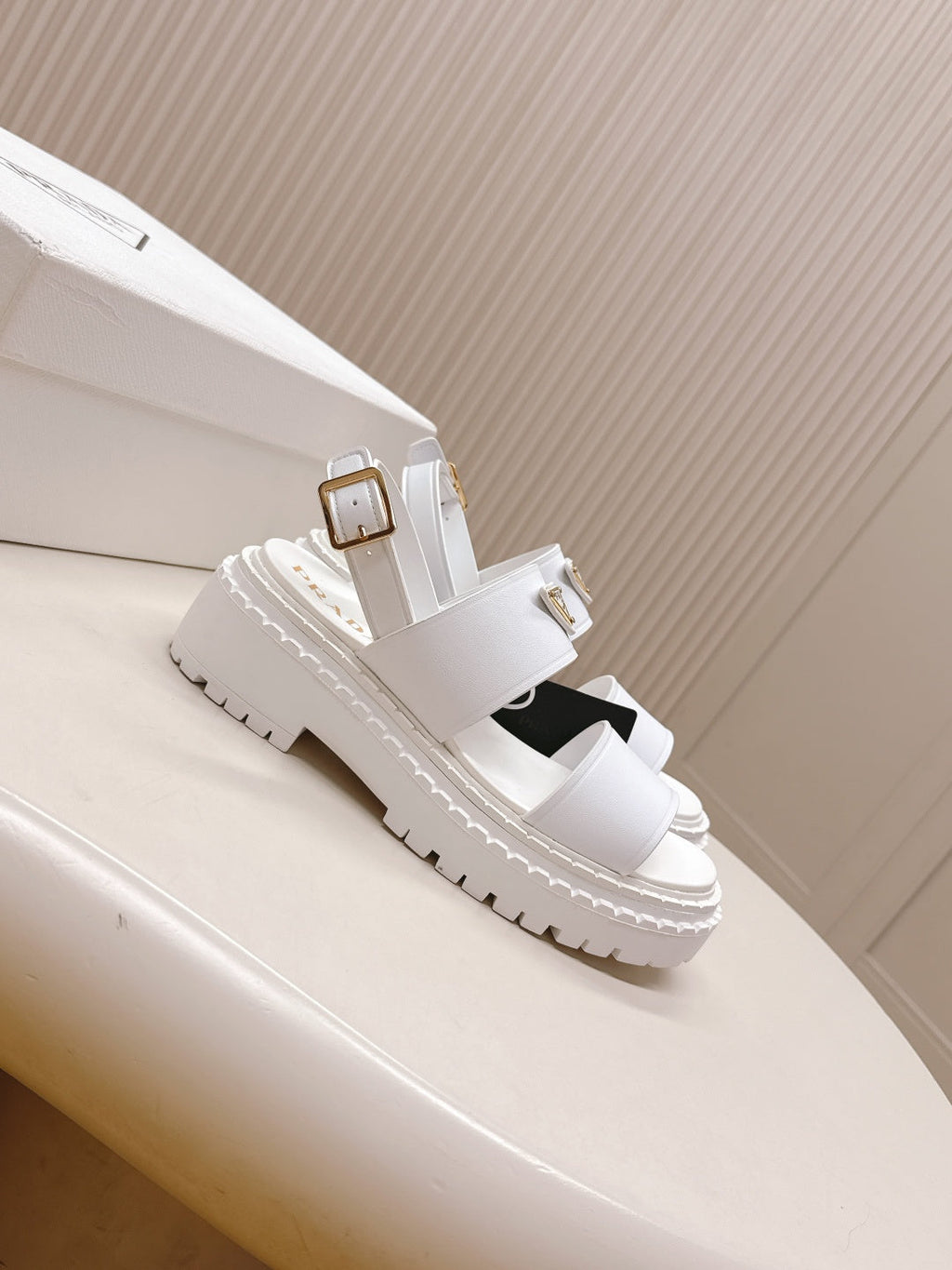 PRA 26S Platform Sandals White Cowhide 600567