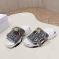 CD 26s  Platform Slippers 35 Gray White Canvas Lambskin 643811