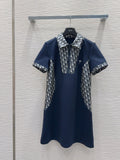CD 25 Monogram Dress Blue mix Beige Polyester