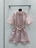 CD 2025 Floral Short Dress Pink Cotton