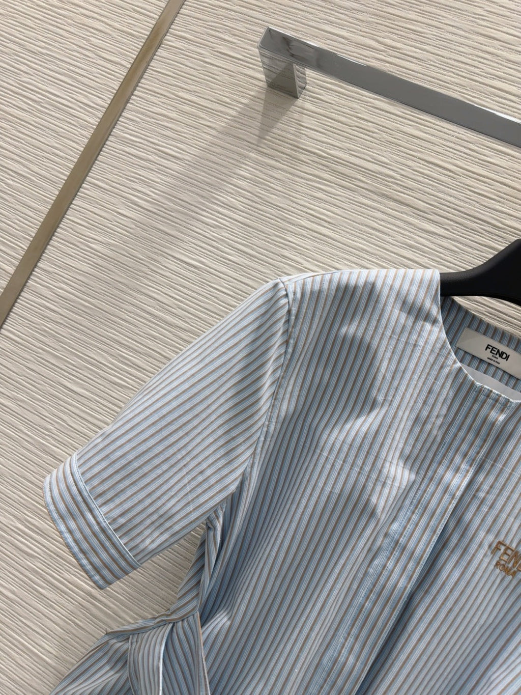 Fendi 25 Striped Dress Blue Cotton