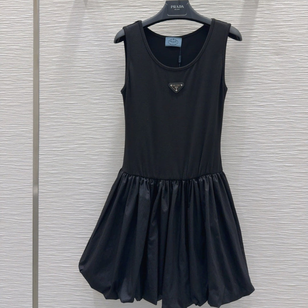 Prada 25 Vest Dress Black Cotton Poliamide