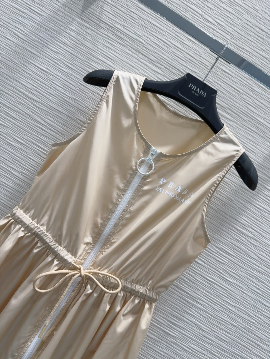 Prada 2025 Sleeveless Dress Beige Polyester