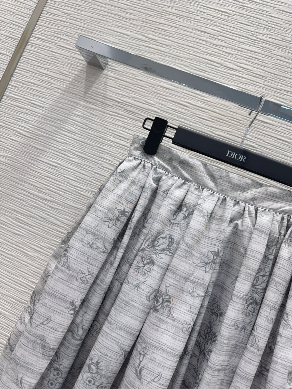 Dior 2026 Printed Pleated Skirt White Gray Polyester
