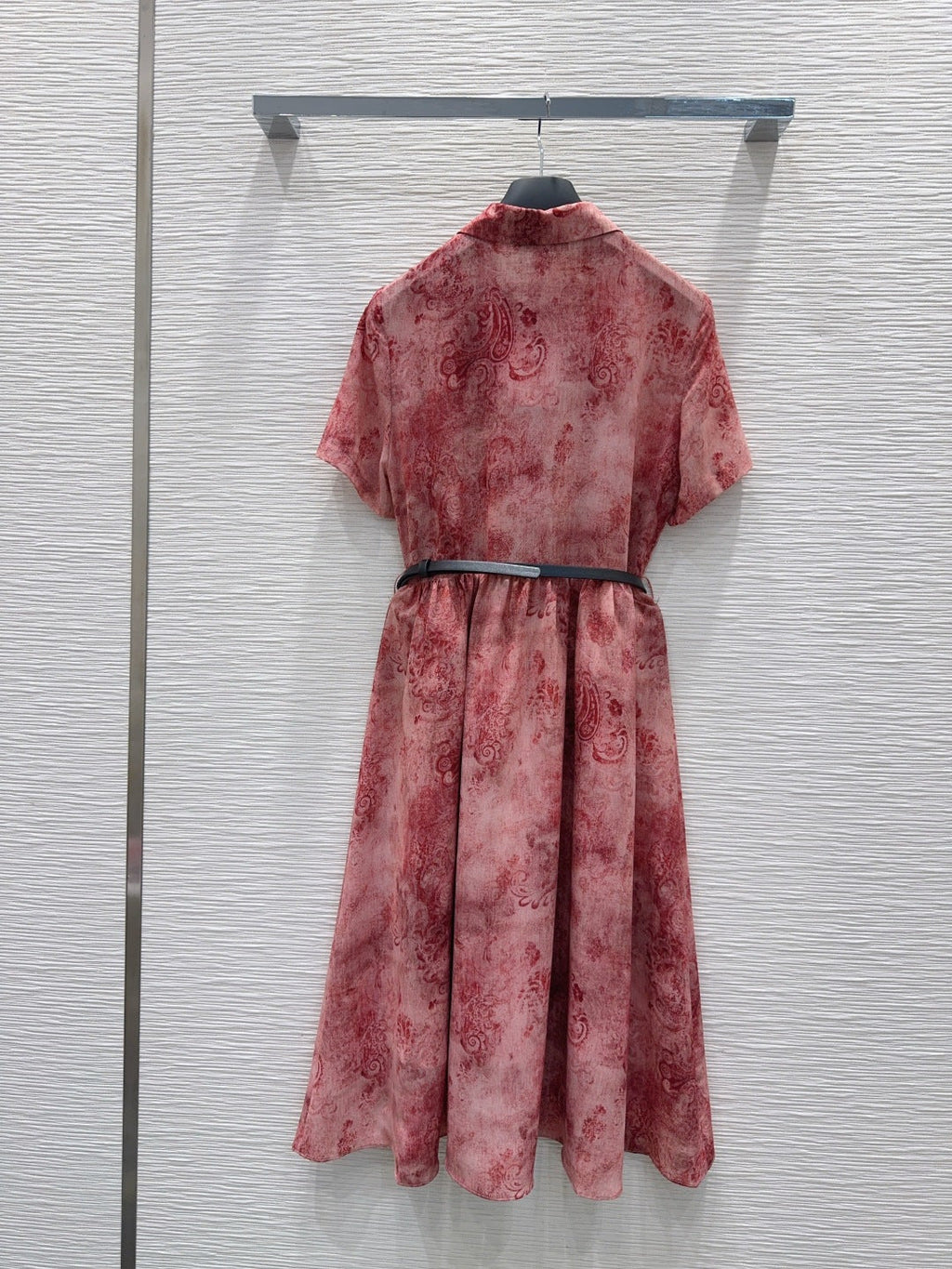 Dior 2026 Red Patterned Dress With Black Belt