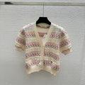 Dior 2026 Short-sleeve Knit Cardigan Pink Cream Wool