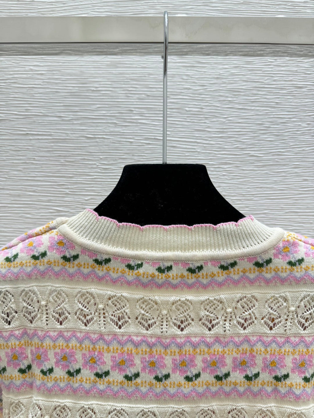 Dior 2026 Short-sleeve Knit Sweater Pink Cream Wool