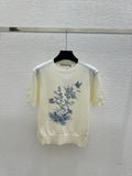 Dior 2026 Short-sleeved Top Cream Pink Purple Wool