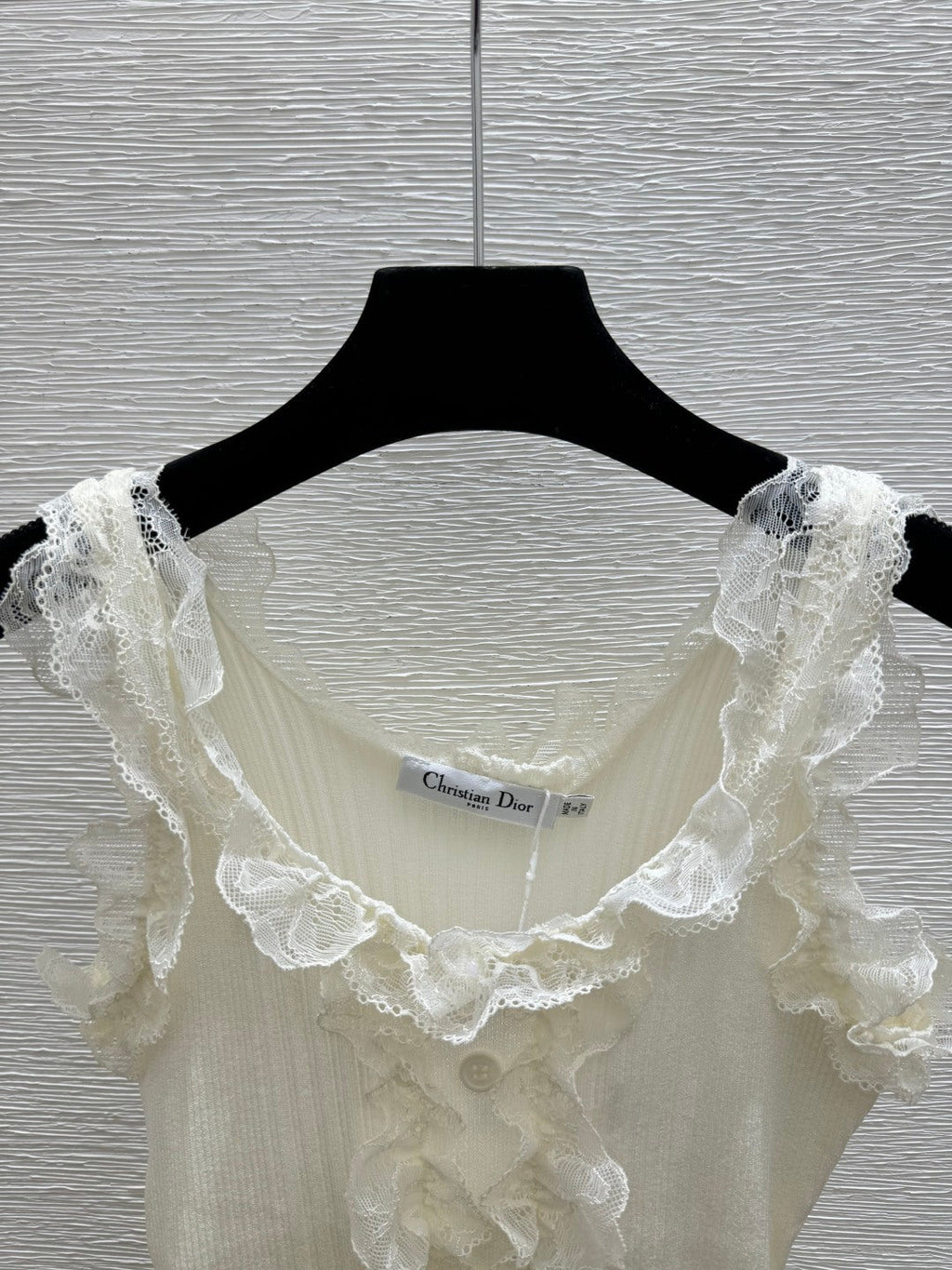 Dior 2026 Ruffled Lace Knitted Vest Cotton Wool 377974