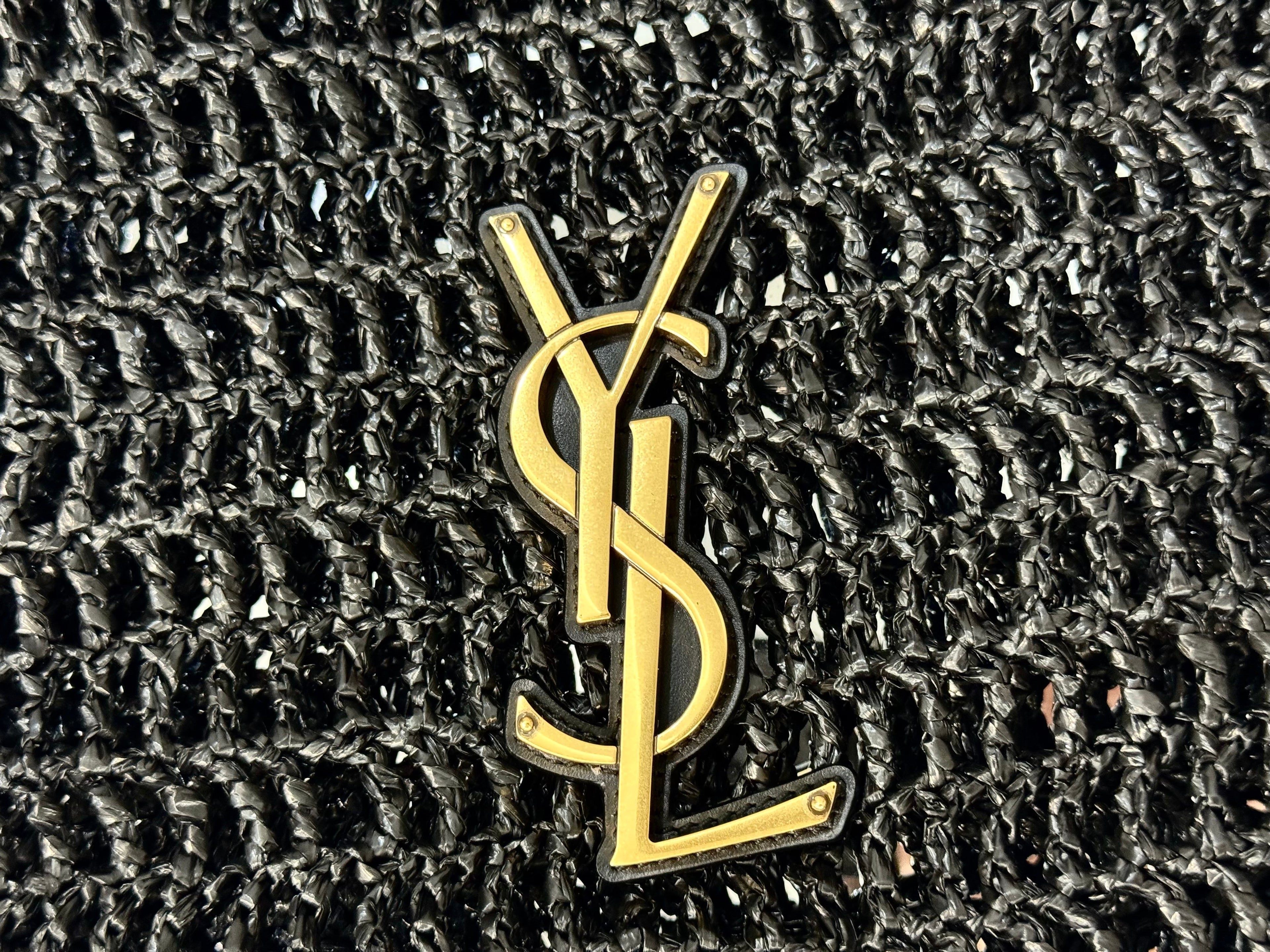 YSL Shoulder Bag 40 Black Raffia Woven
