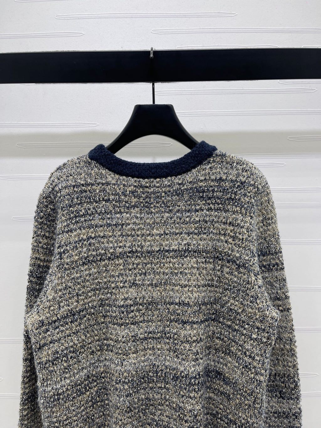 Dior 2025 V-neck Cardigan Beige mix Navy Blue Wool 321292