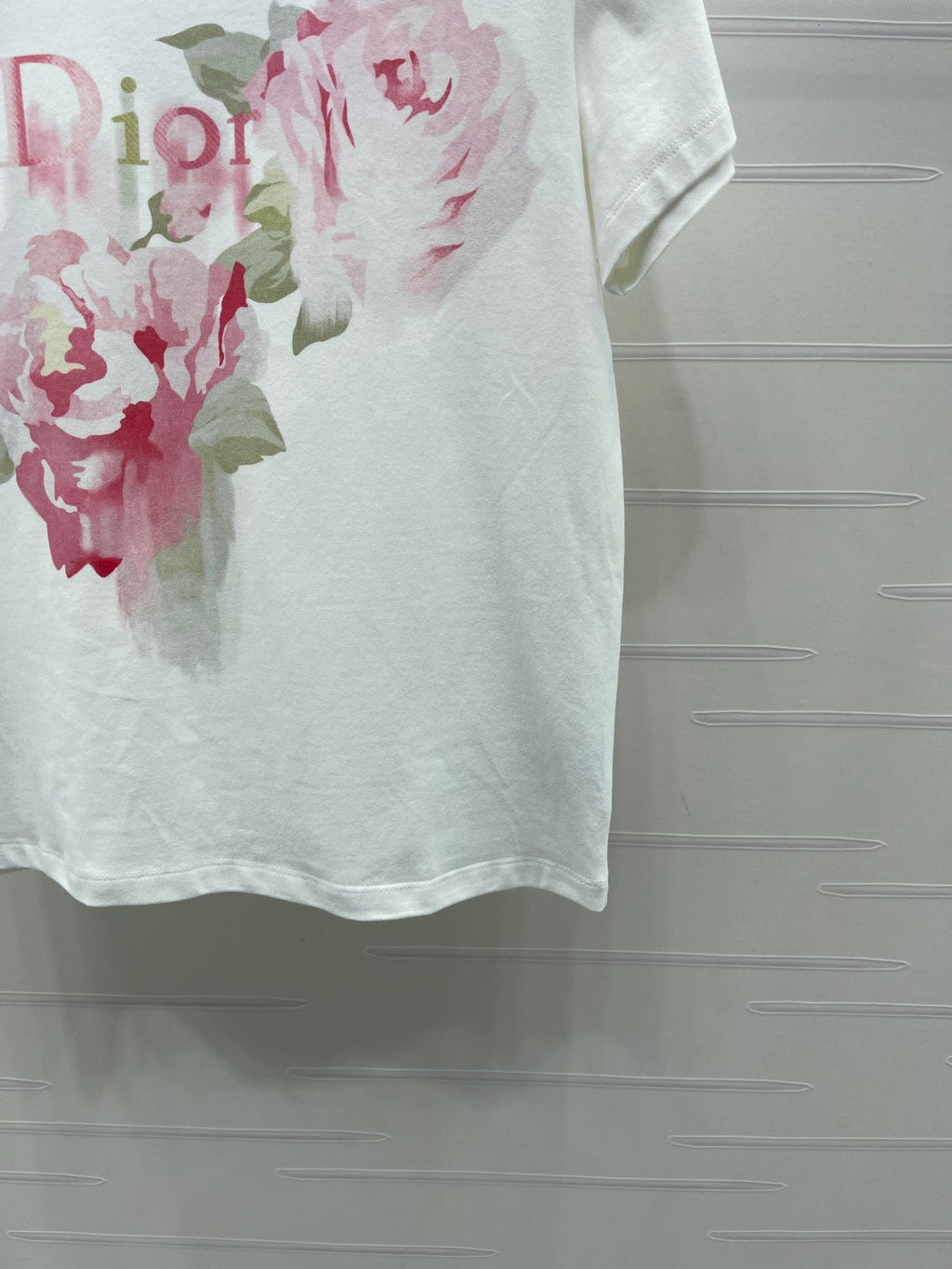 Dior 2026 Painted Rose T-shirt White Pink Cotton