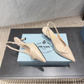 PRADA 26S POINTED TOE SLINGBACK HIGH HEELS 55MM IN NUDE SHEEPSKIN WITH LOGO
