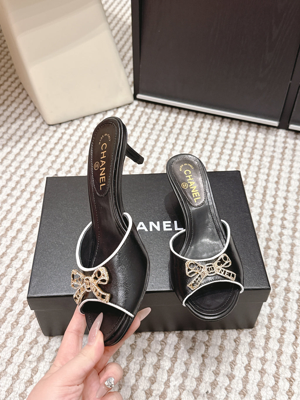 CC 26s Stiletto Sandals 55 Beige Calfskin 652568