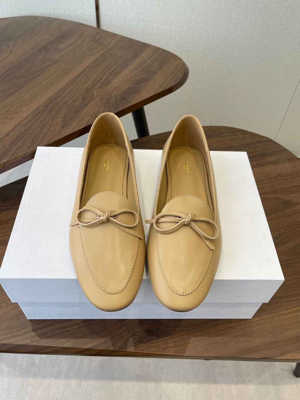 Celine 26 Loafers Beige Sheepskin 624692
