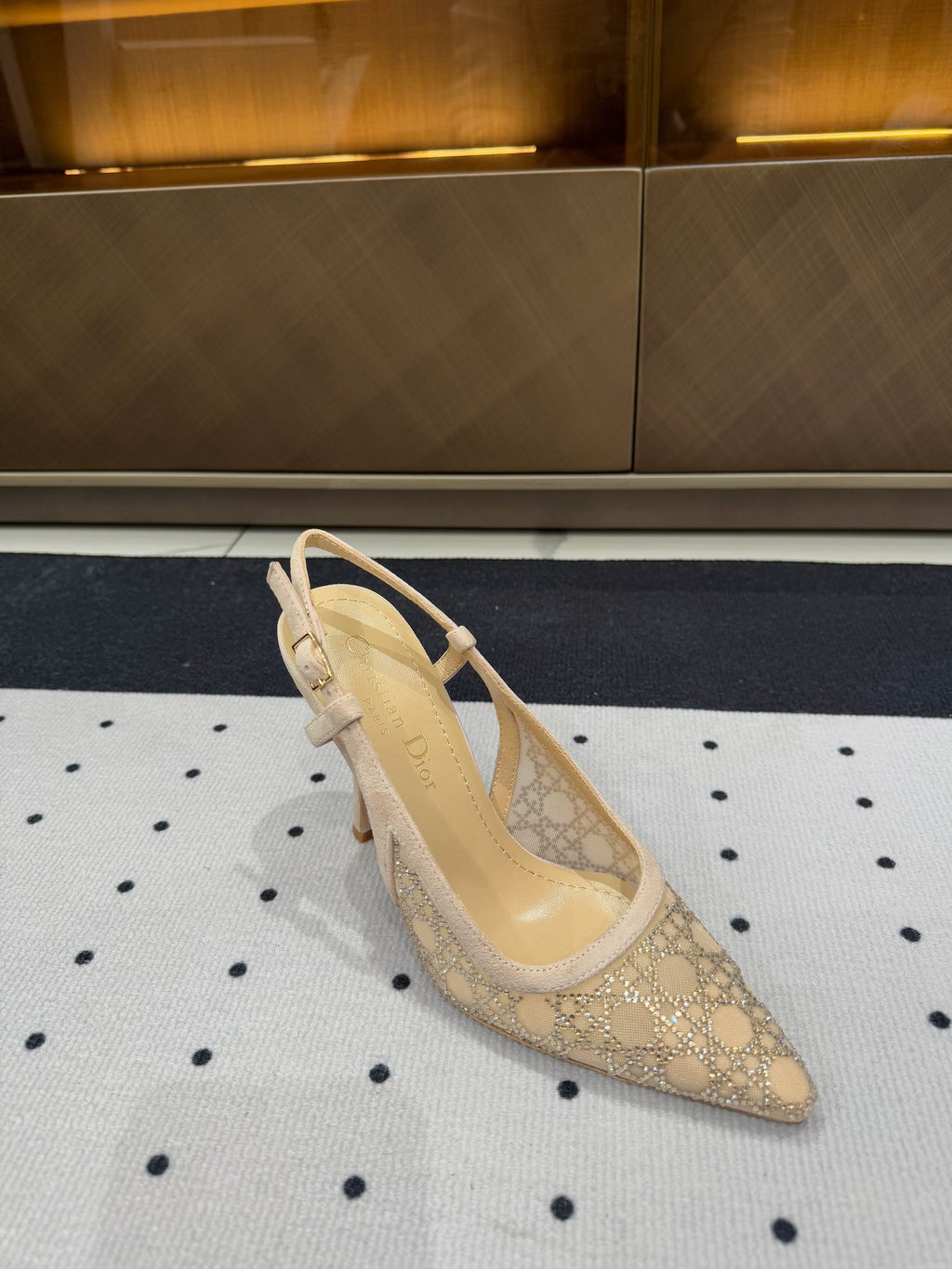 HIGH HEELS SLINGBACK IN CAMEL BEIGE LAMB SUEDE 10 CM