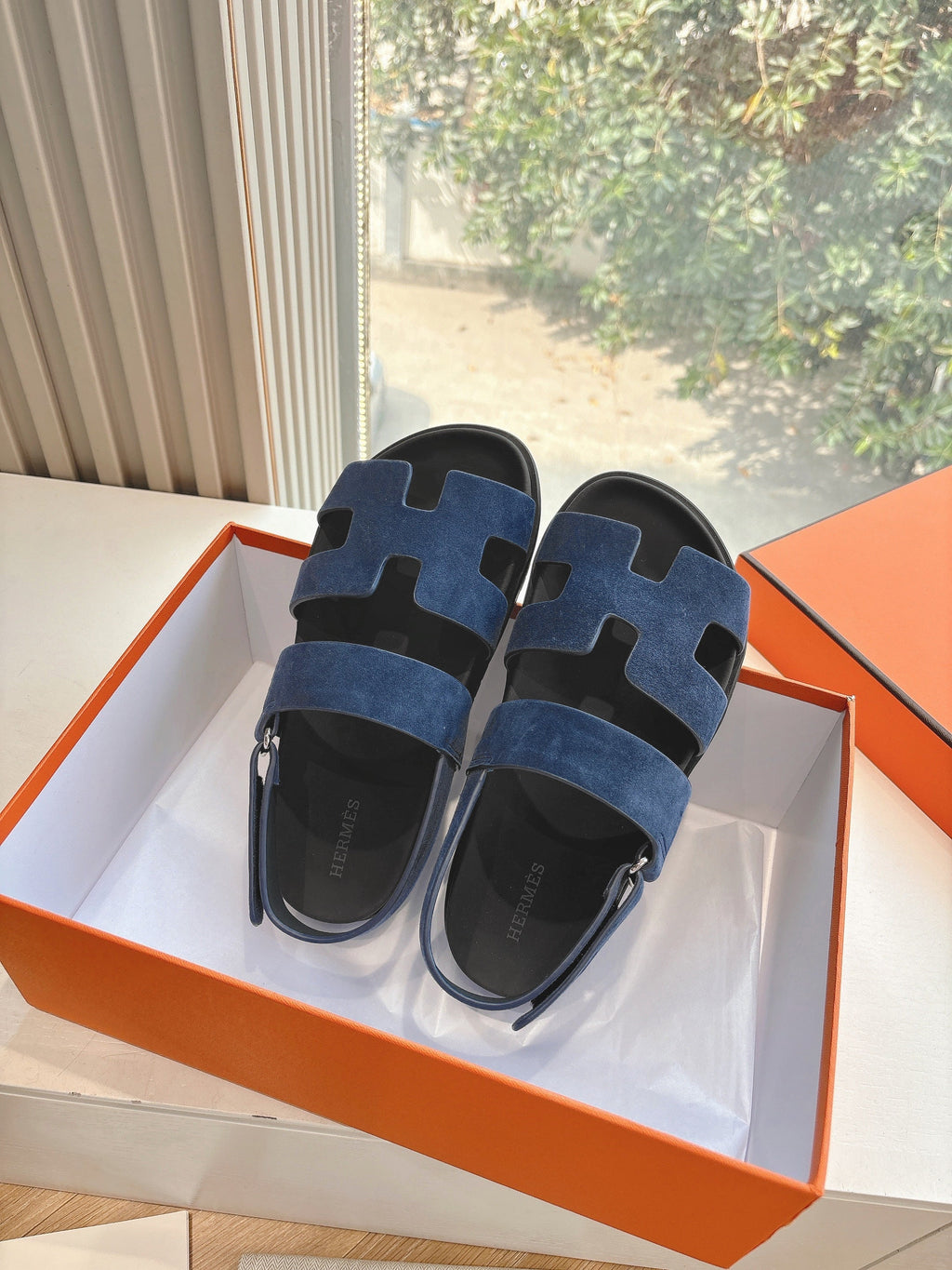HM 25 Genius Sandal Dark Blue Suede Calfskin