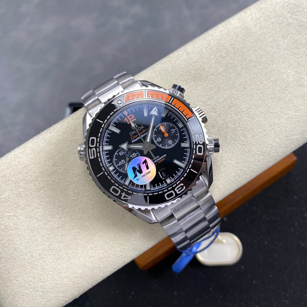 Omega Seamaster 46mm Black Dial Black Orange Bezel Steel