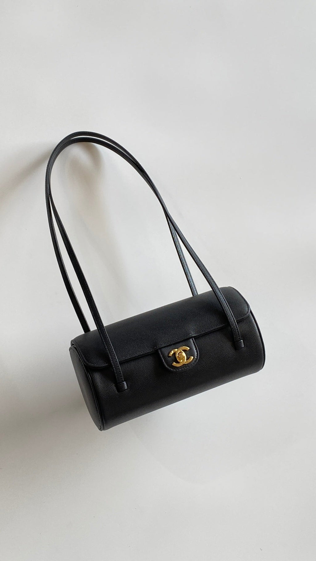 Chanel 2026 Bowling Ball Cylinder Bag Black Caviar Leather
