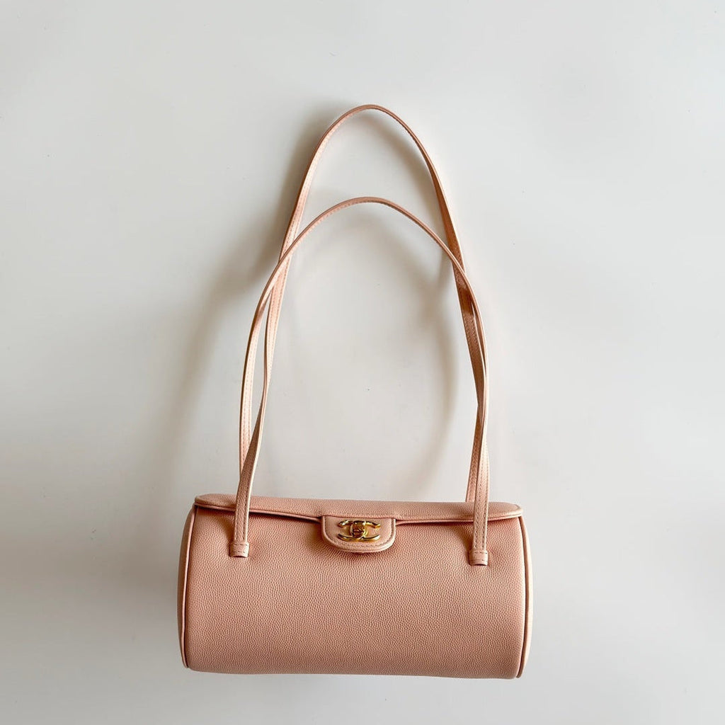 Chanel 2026 Bowling Ball Cylinder Bag Pink Caviar Leather