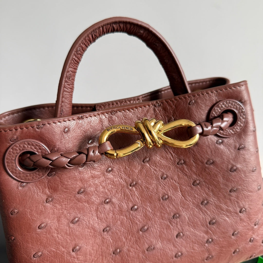 Bottega Veneta 2026 Andiamo Bag 20.5cm Sapele Ostrich Leather