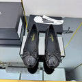 CC Loafers Black Sheepskin Mix Bow 297795